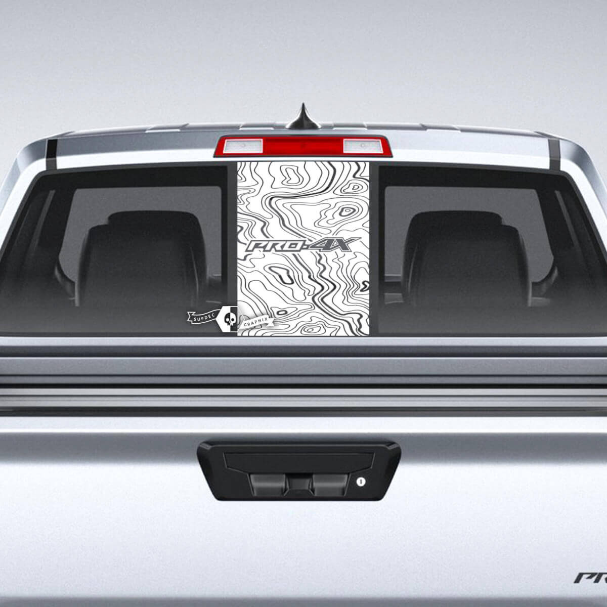 Pro-4X Topografische Stijl Achterraam Vinyl Sticker voor Nissan Frontier
