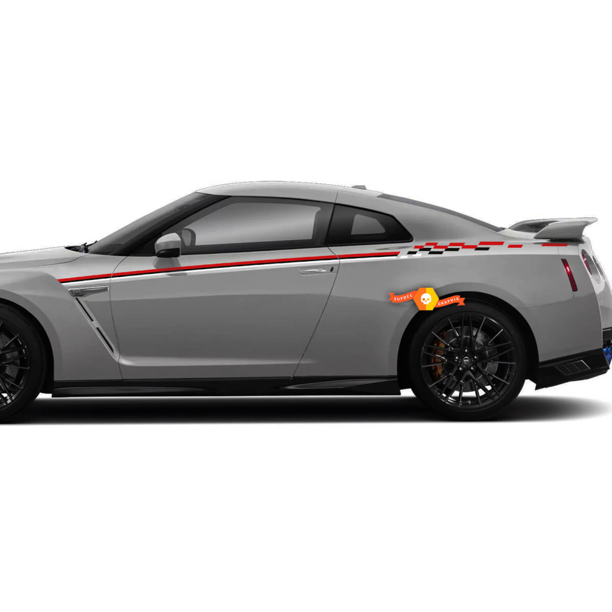 Paar Nissan Skyline GTR R35 Nismo geïnspireerd R Tune deur body stripe sticker sticker kit 2 kleuren
