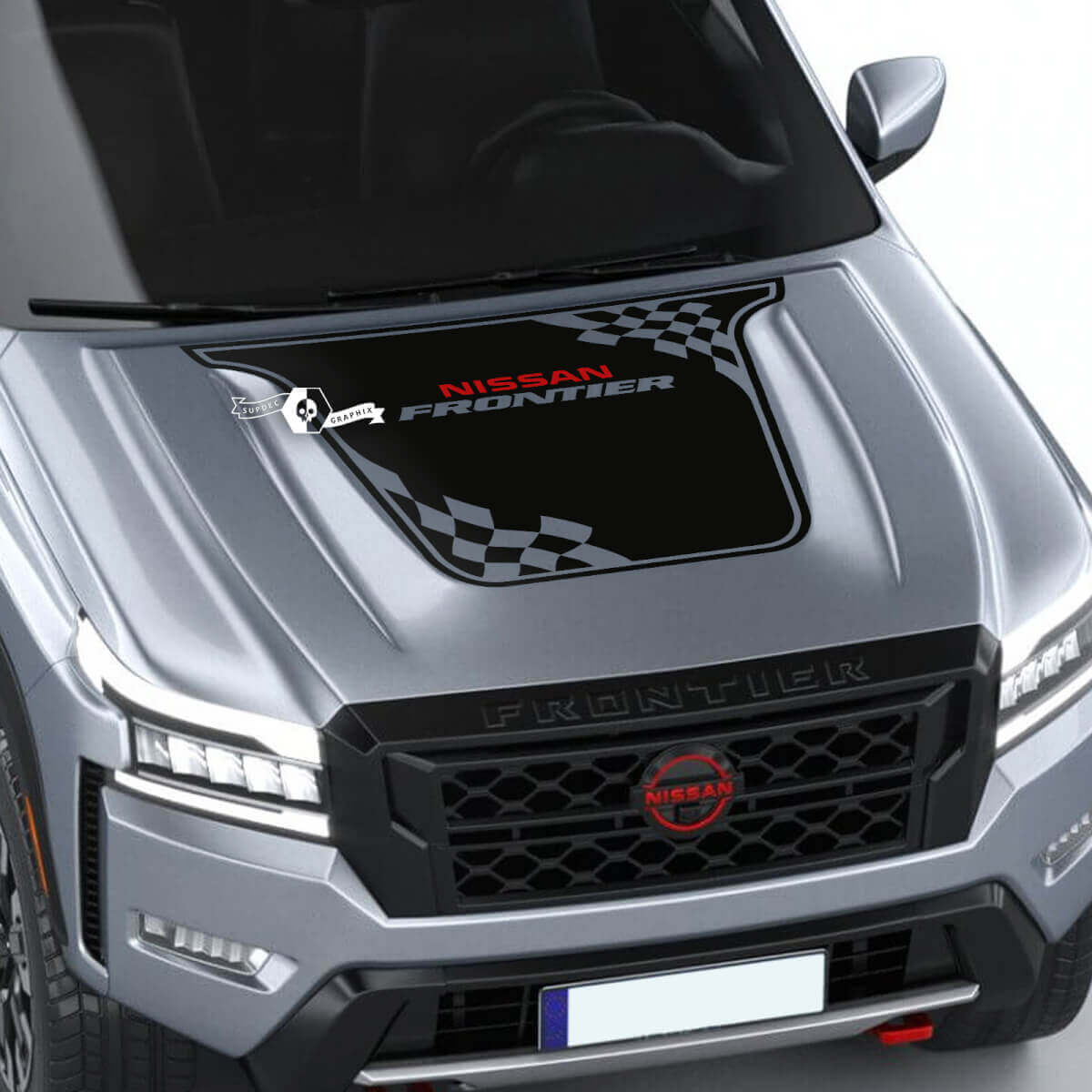 Nissan Frontier S SV Pro-4x Hood Decal Vinyl geblokte vlag Off Road Blackout grafische stickers Sticker 2 kleuren
