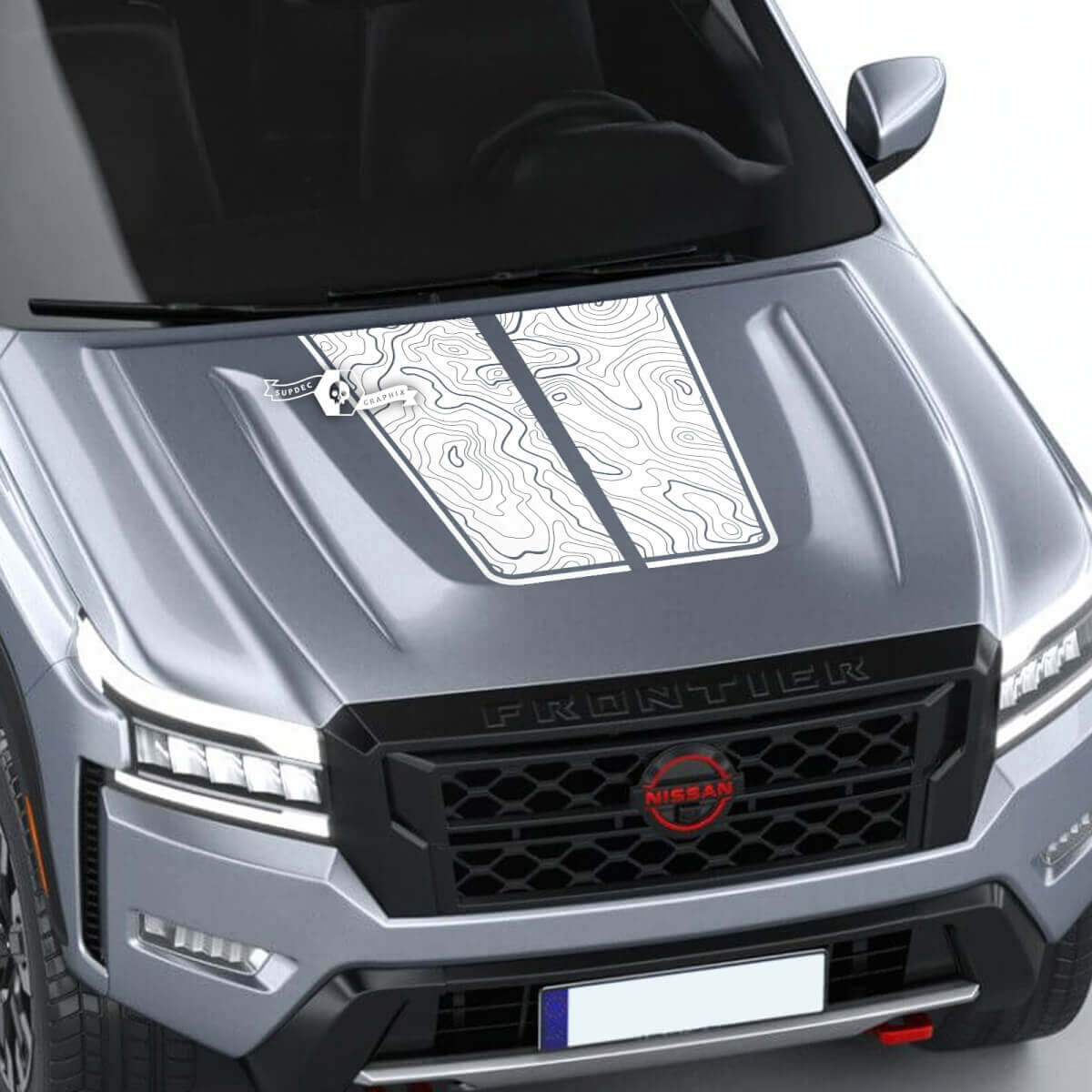Nissan Frontier S SV Pro-4x Hood Decal Vinyl Topografische kaart contourlijnen Off Road Dual Blackout grafische stickers Sticker
