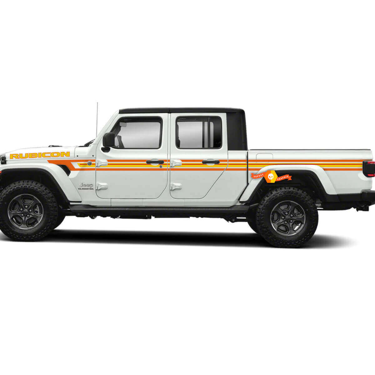 Vinylstickerset met Retro Stijl Motorkap- en Zijstrepen voor Jeep Gladiator