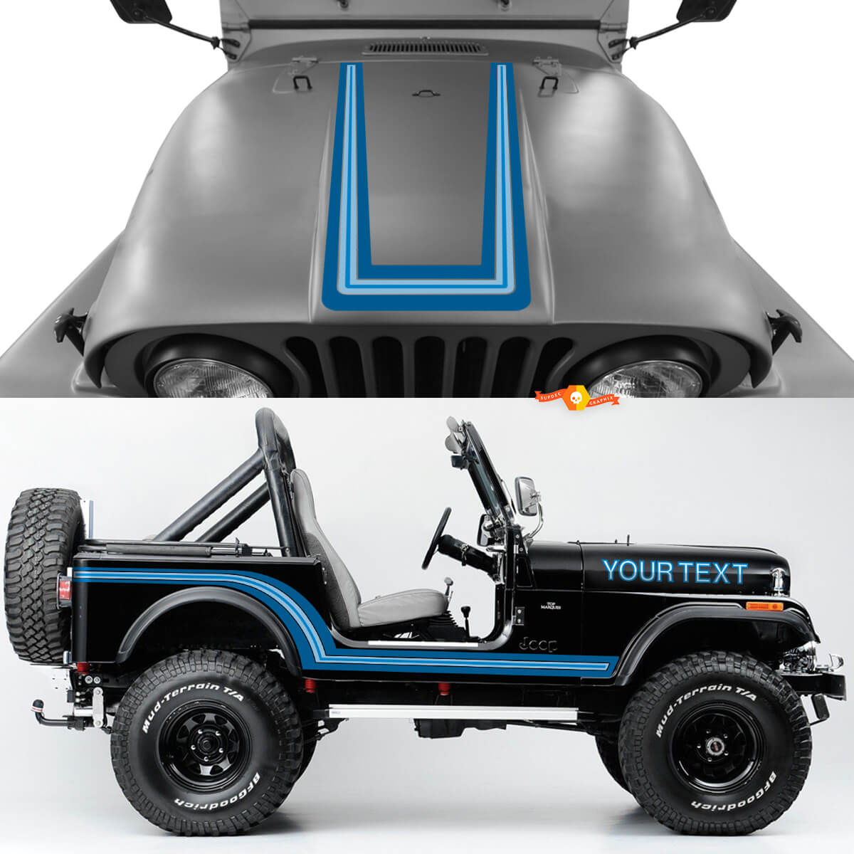 Kit van Hood Side Rocker Panel voor achterspatbord Jeep Renegade CJ7 Vinyl Stickers Decals afbeeldingen Kies kleuren
