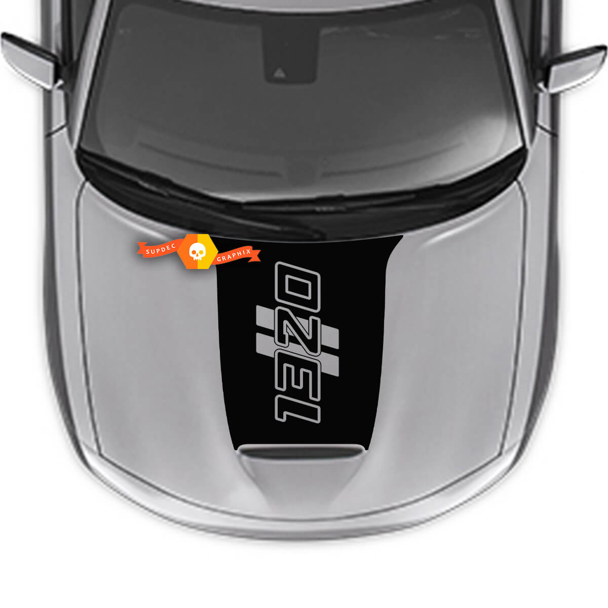 1392 Outline Hash strepen Hood Sticker sticker voor Dodge Charger 2015-2024
