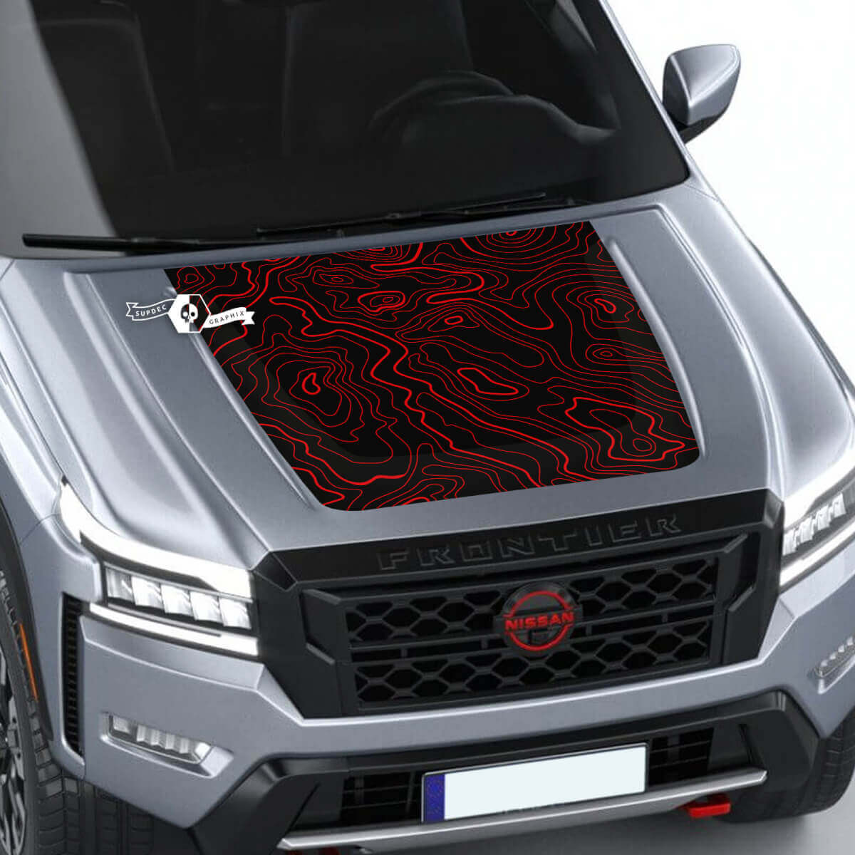 Nissan Frontier 2024 Pro-4x Hood Decal Vinyl Topografische kaart Contourlijnen Blackout grafische stickers Sticker
