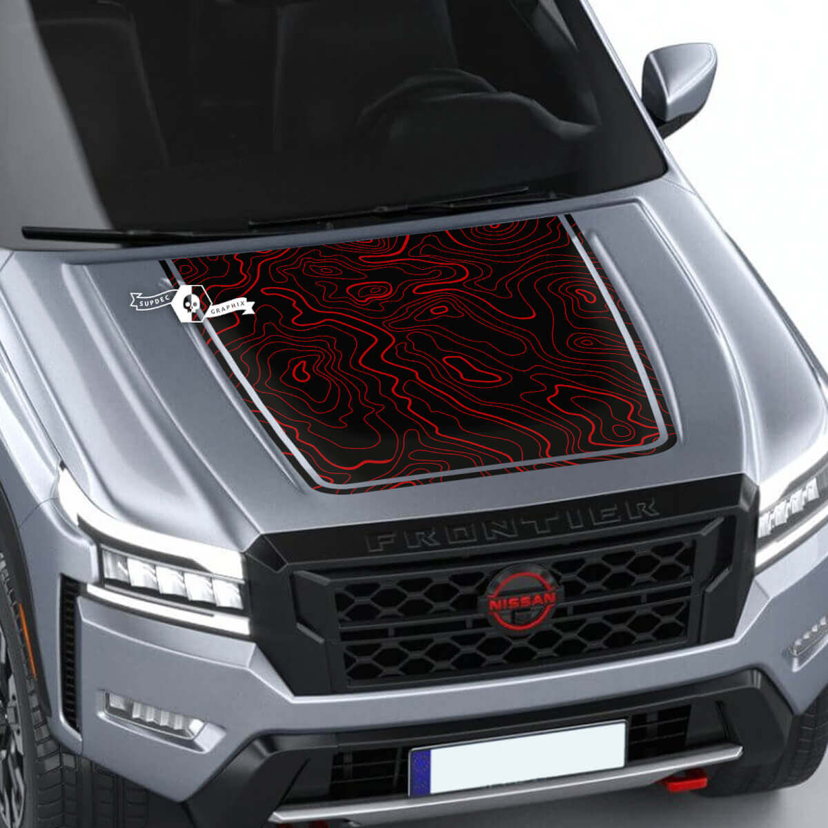 Nissan Frontier 2024 Pro-4x Hood Decal Vinyl Topografische kaart Contourlijnen Blackout grafische stickers Sticker

