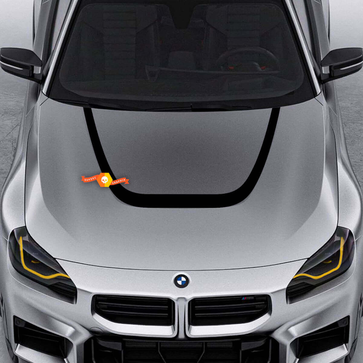 U-Stijl Gebogen Strepen Motorkap Vinyl Decal voor BMW M2 G87