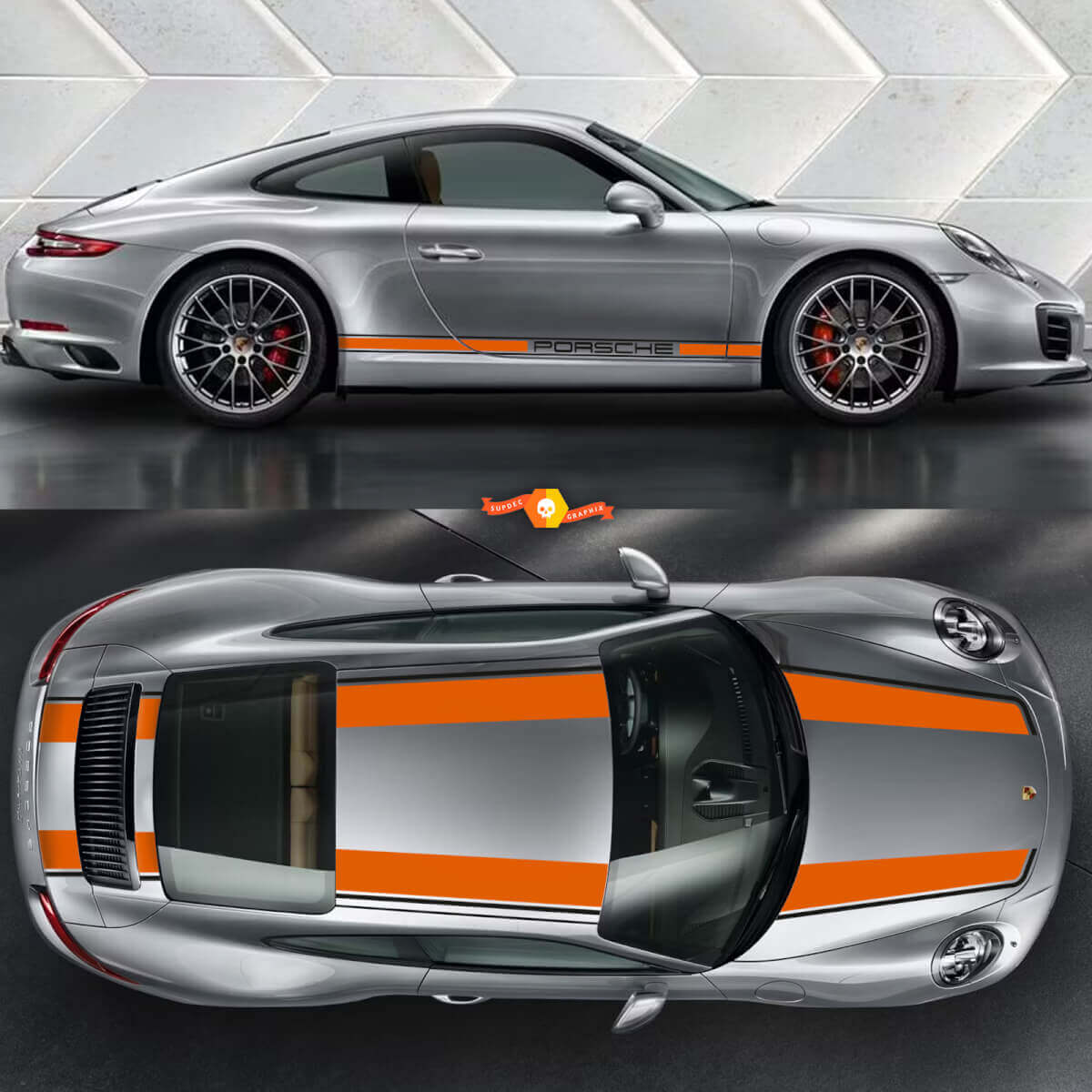 911 Gulf Porsche CARRERA oranje zwarte Stickers Decals Graphics
