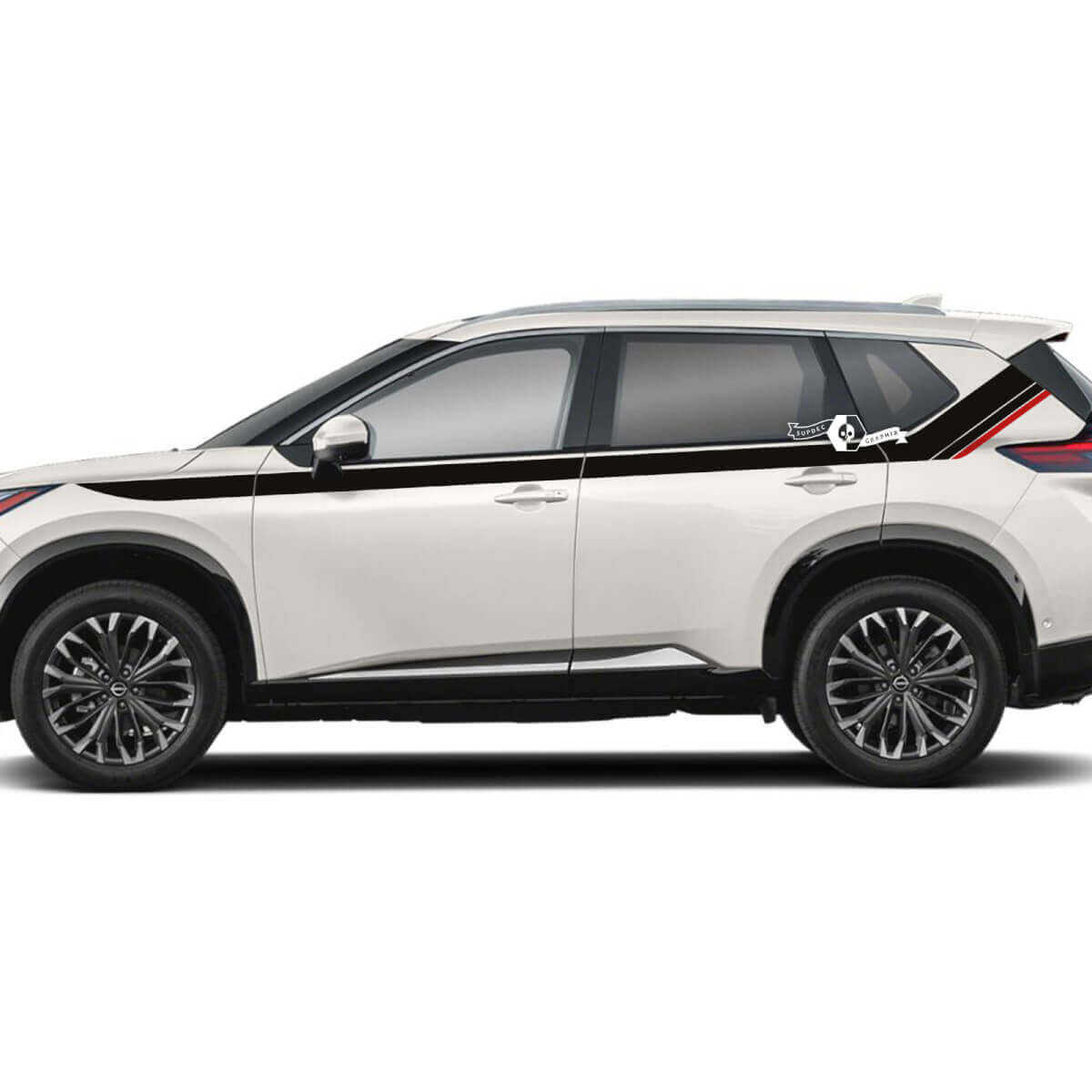 Paar Nissan Rogue Side Up Door Dual Stripes Sticker Decal Vinyl Grafisch 2 kleuren
