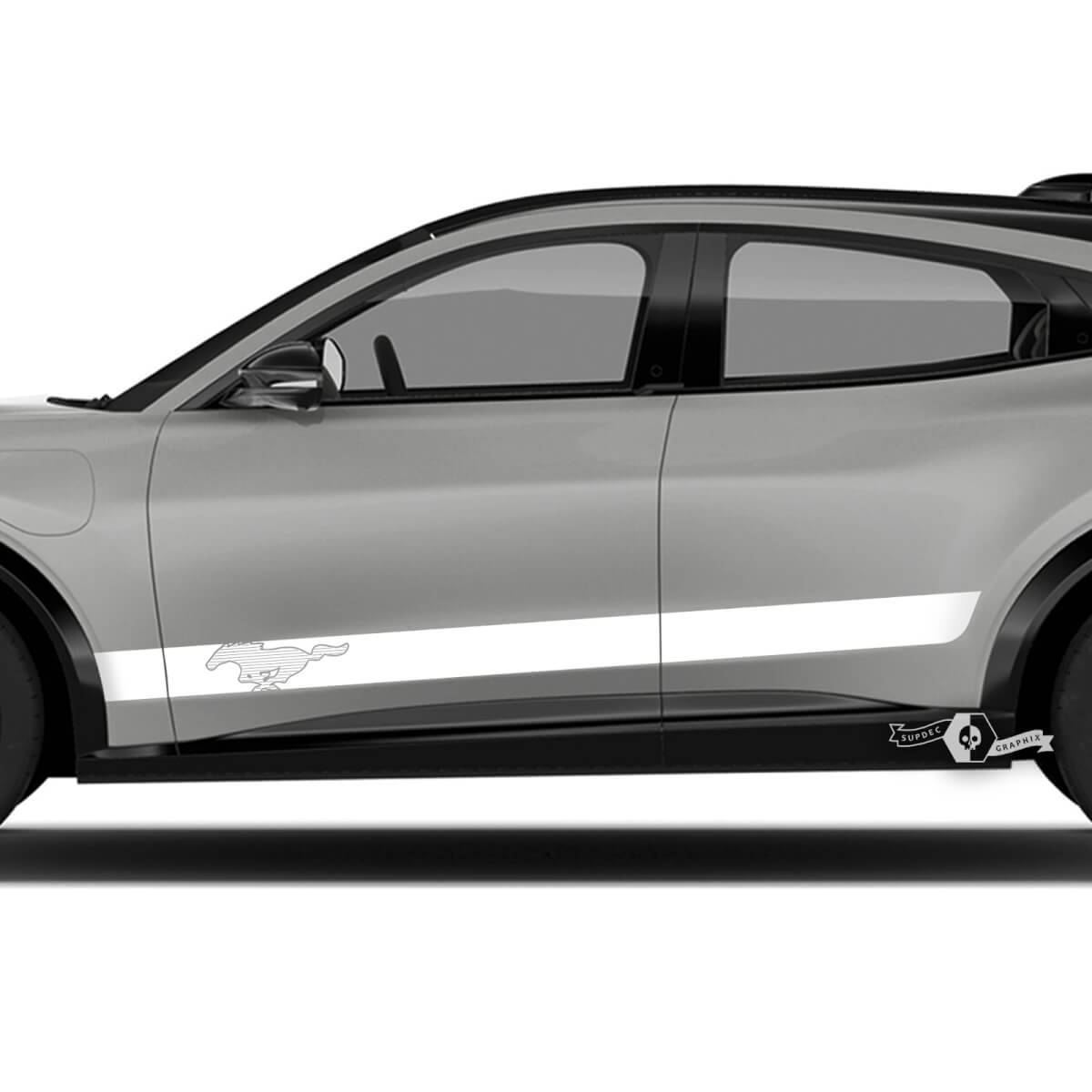 Paar Ford Mustang MACH-E MACH E Logo Rocker Panel Stripes Side Door Decal vinylstickers
