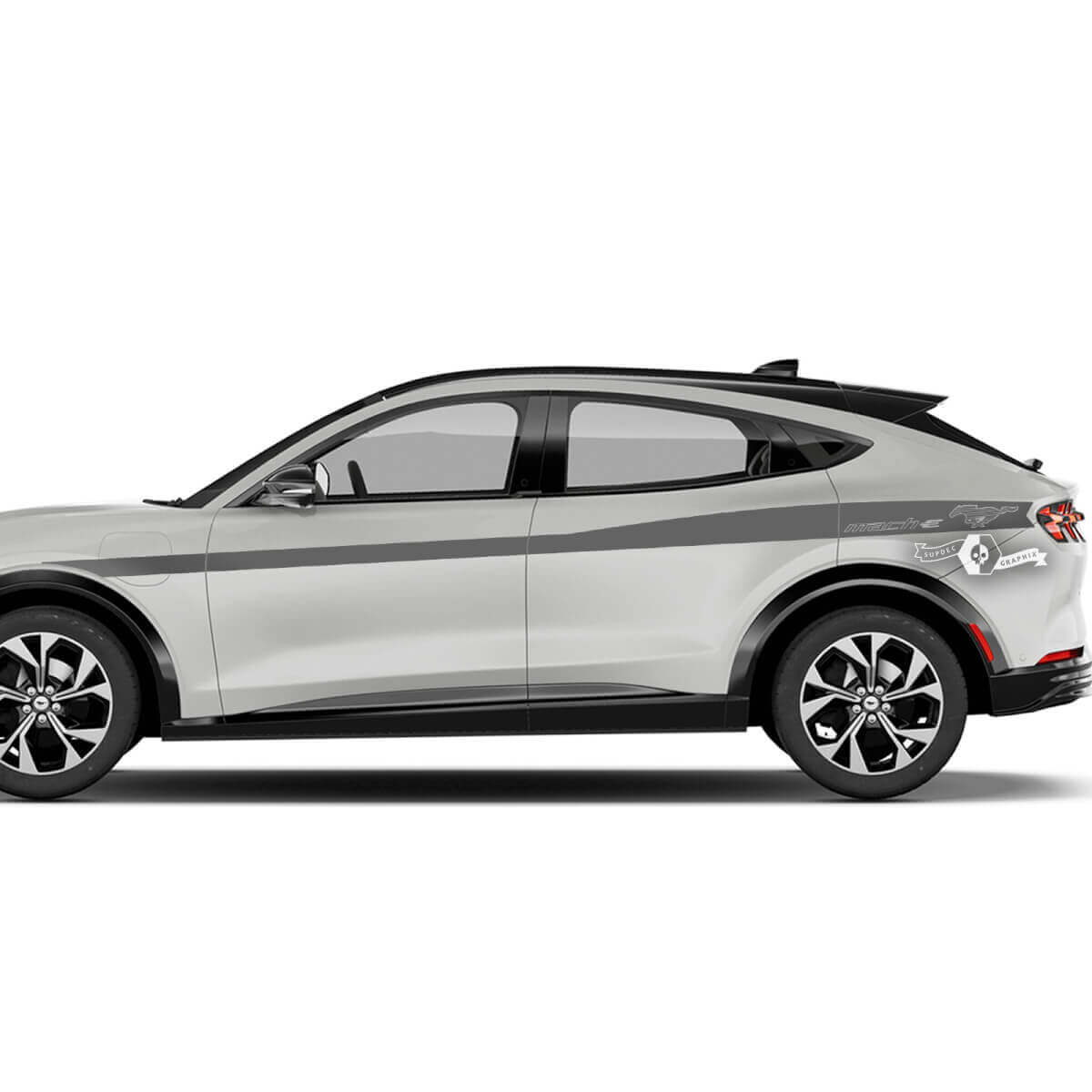 Paar Ford Mustang MACH-E MACH E voorspatbord toplijn strepen zijdeur achterspatbord sticker vinylstickers
