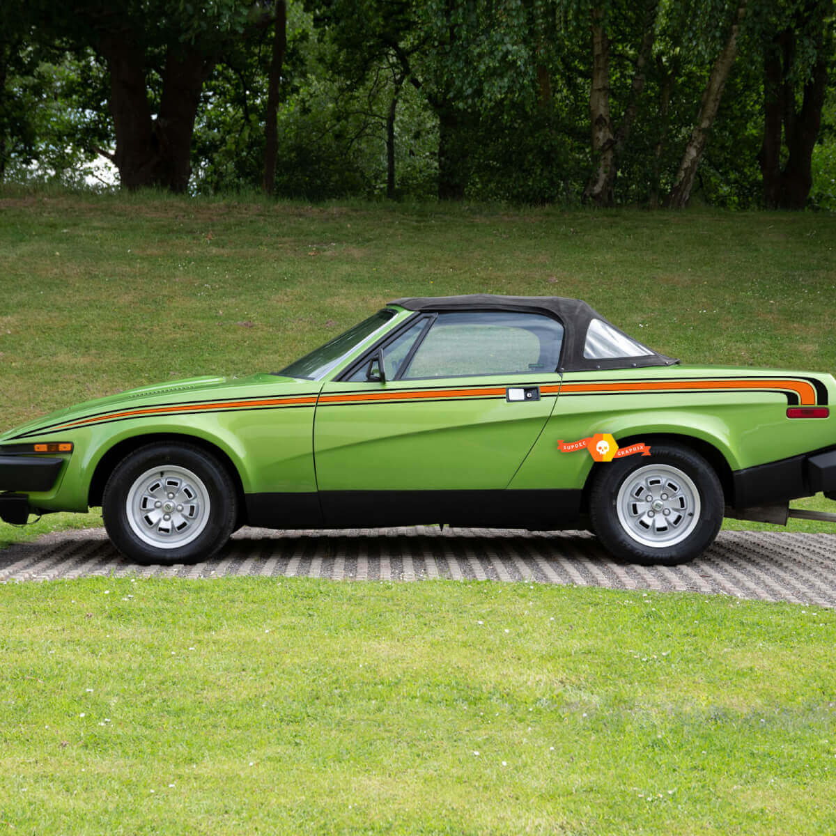 Retro stijl zijstrepen vinyl decal kit voor Triumph TR7