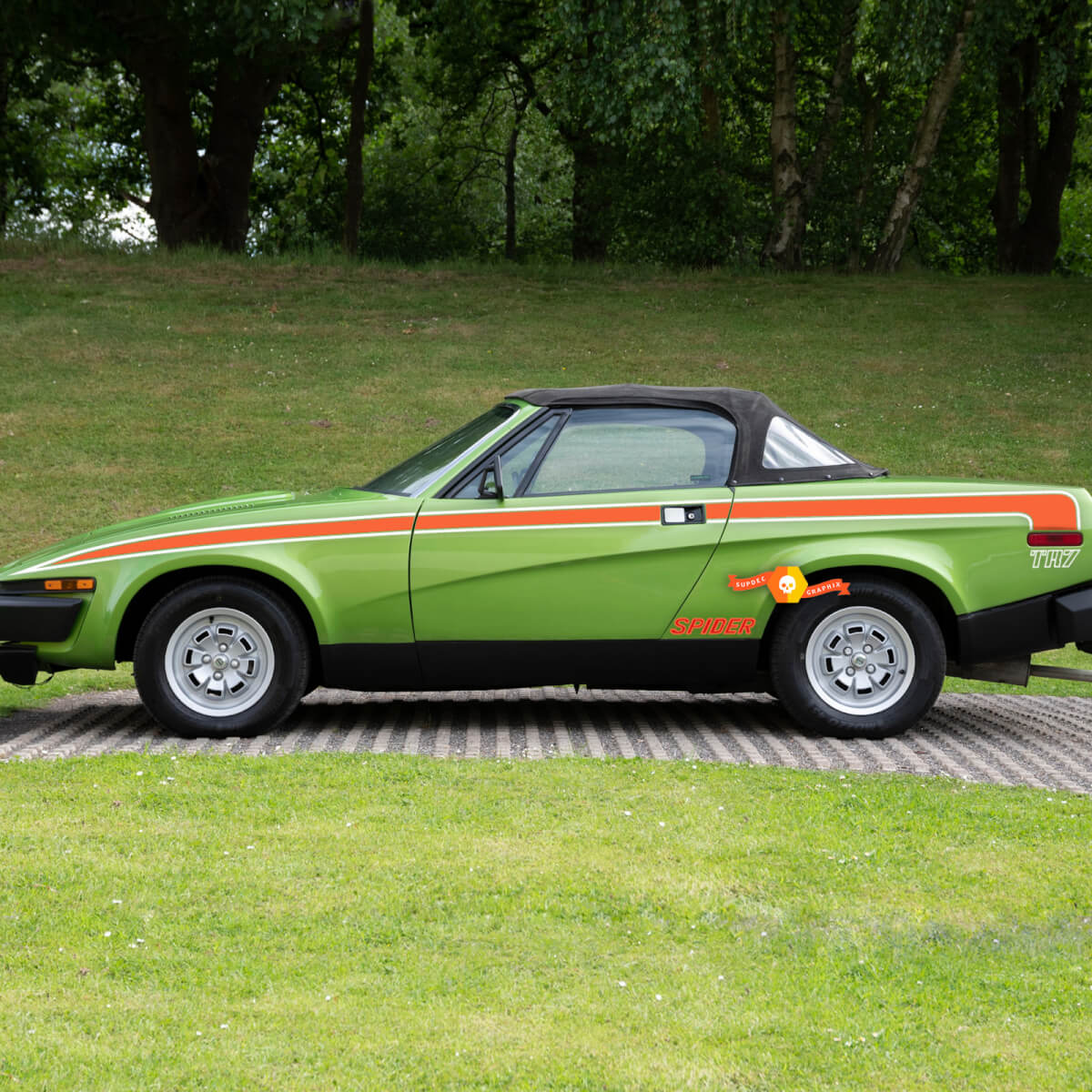 Paar Triumph Tr7 strepen remake van originele stijl set zijdeuren trim logo strepen stickers stickers 2 kleuren
