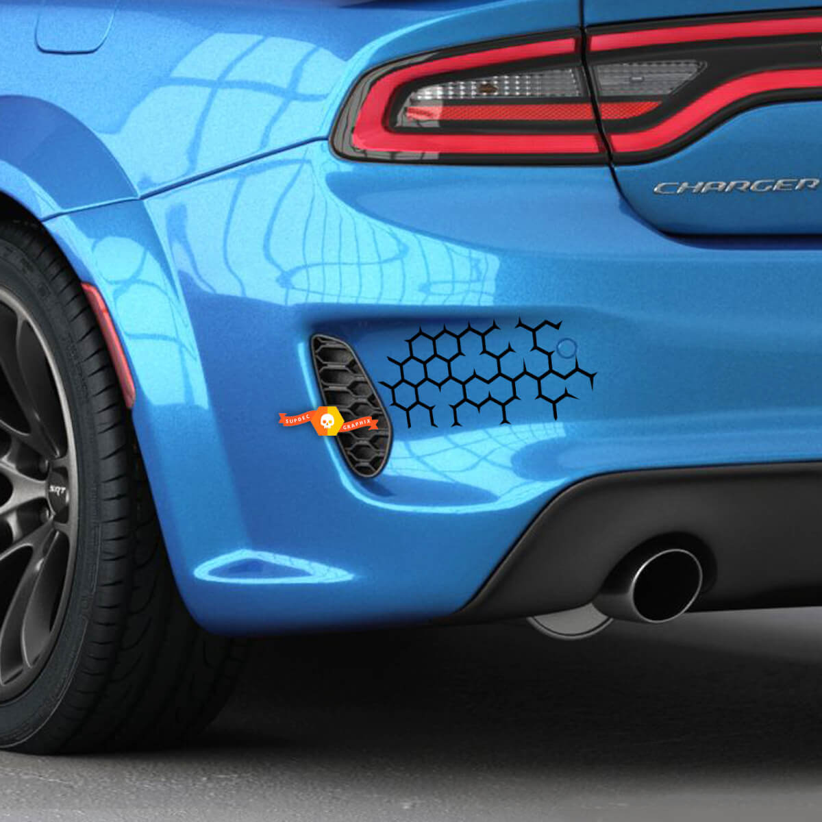 Paar Dodge Charger SRT HONEYCOMB TRUNK Vinyl Decals Grafische Stickers
