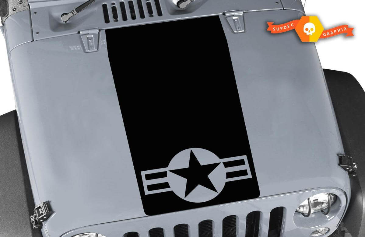 USAF Star Blackout Motorkap Vinyl Sticker voor Jeep Wrangler TJ LJ JK Unlimited
