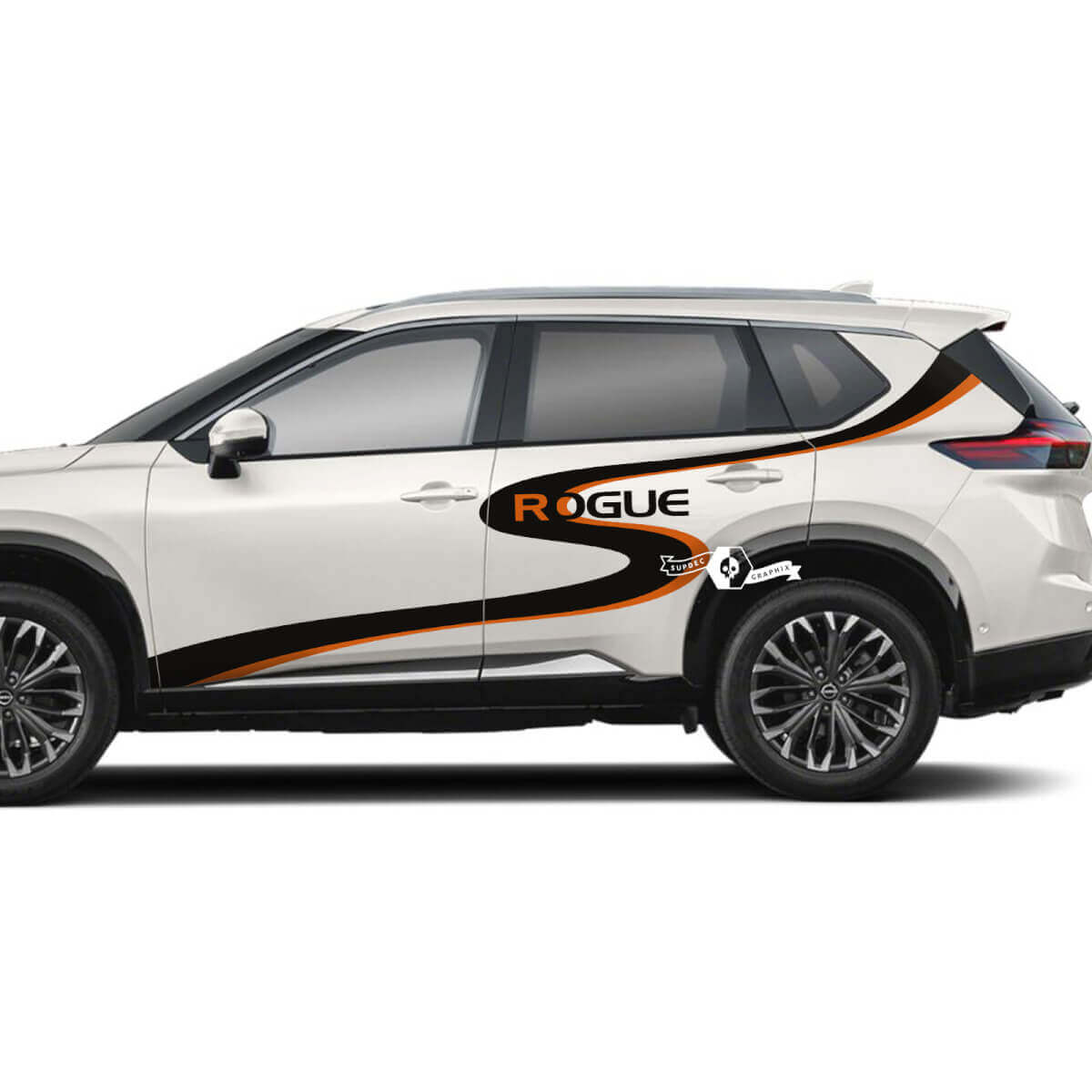 Nissan Rogue S Wave zijdeuren vinyl sticker sticker afbeelding
