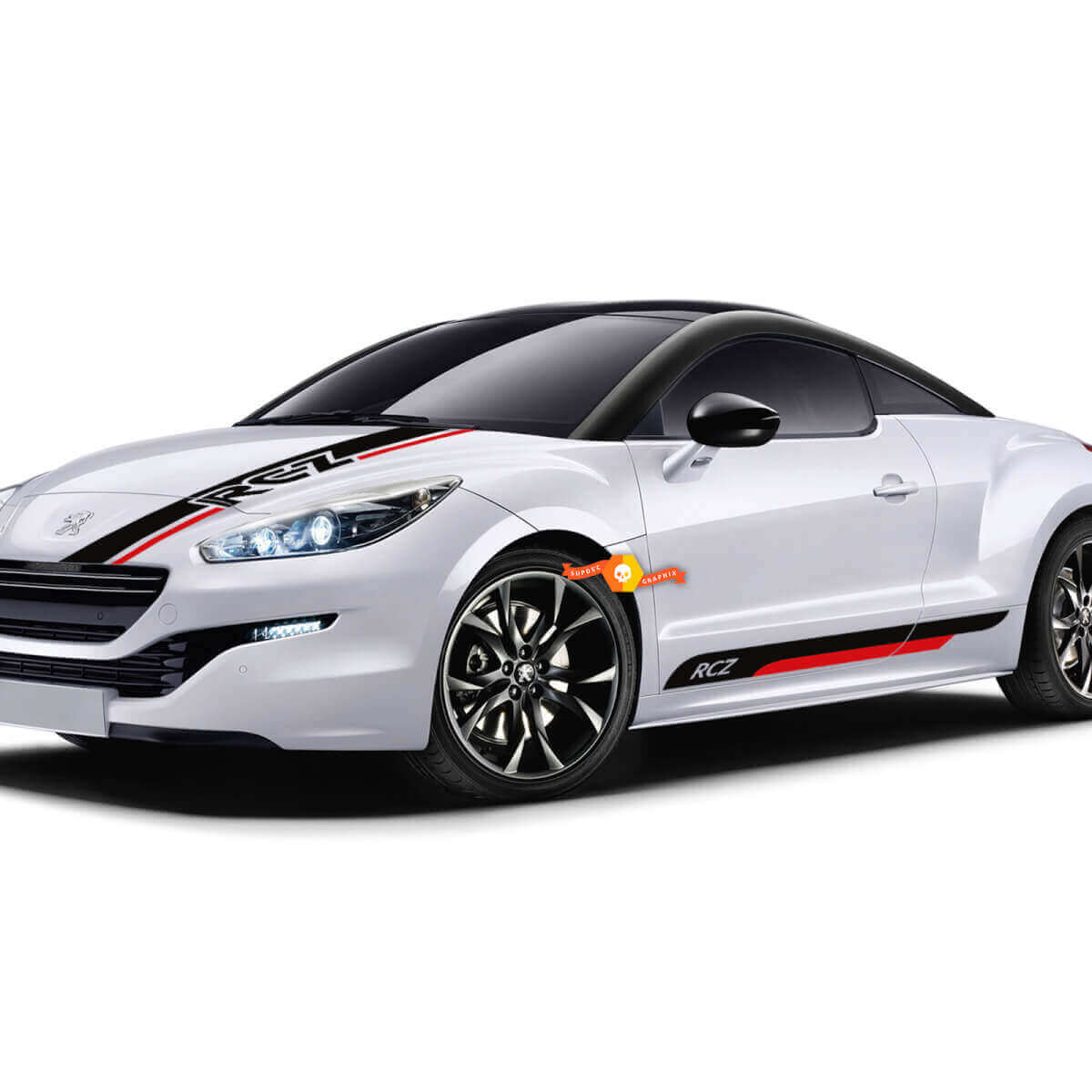 Racestripe Hood- en Zijstrips Vinyl Decal Kit voor Peugeot RCZ Coupe