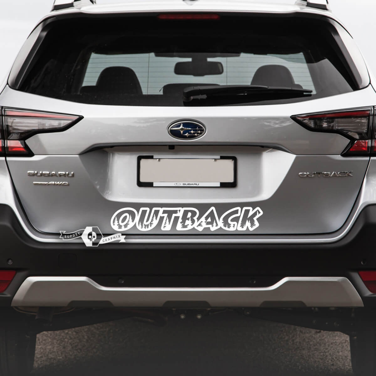 Suba Outback achter bos vinyl sticker sticker afbeelding
