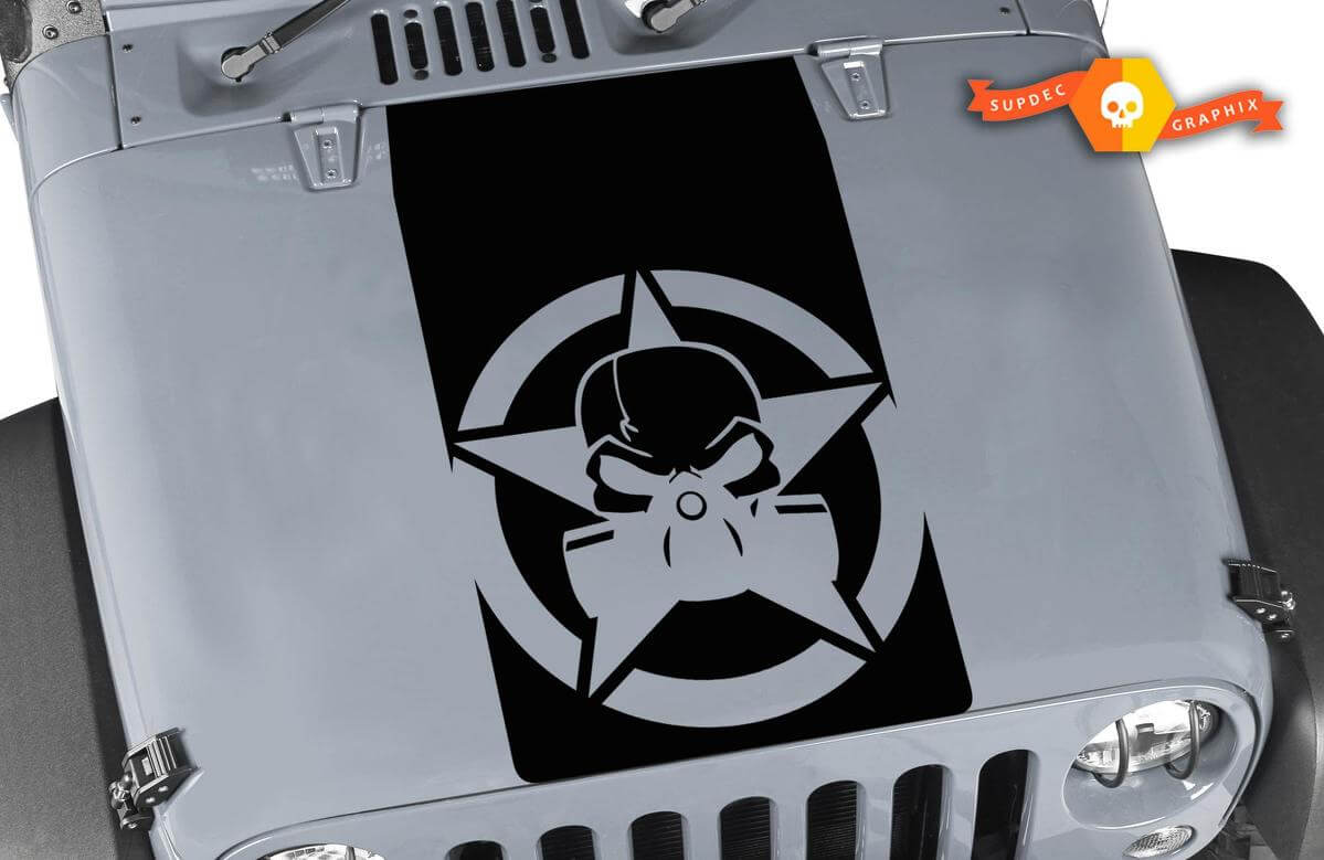 Blackout Gas Mask Skull Hood Vinyl Sticker voor Jeep Wrangler