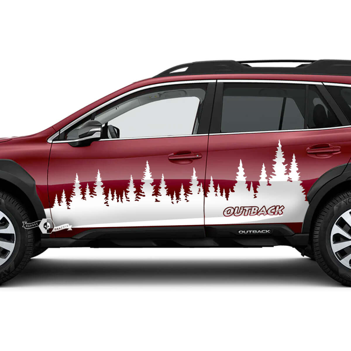 Suba Outback zijdeuren bomen Vinyl Sticker sticker afbeelding
