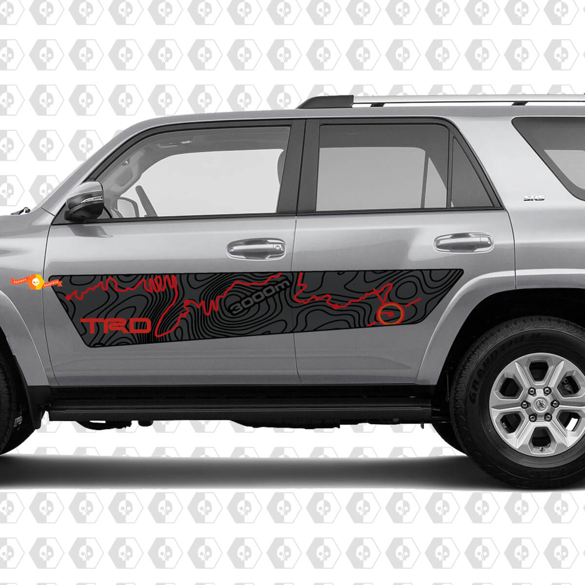Topografische kaart en weg spoor zij vinyl decal sticker voor Toyota 4Runner