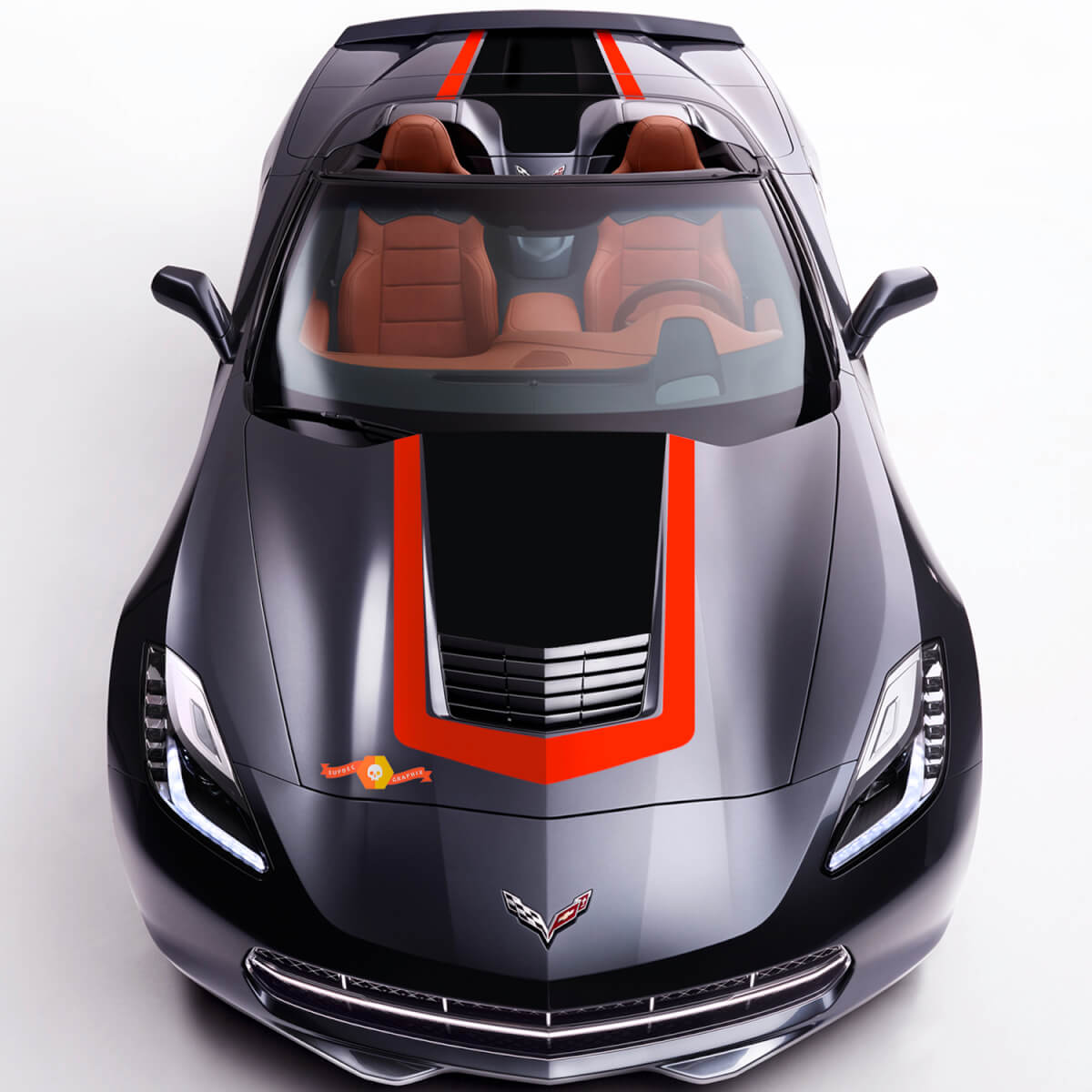 Contourstreep motorkap kofferdeksel vinyl decal sticker voor Chevrolet Corvette C7 2014-2019