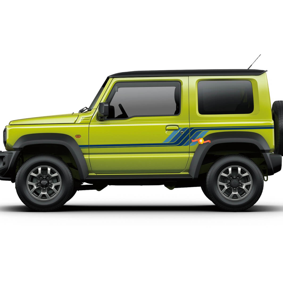 Suzuki JIMNY Vintage Retro blauwe strepen deuren sticker sticker graphics
