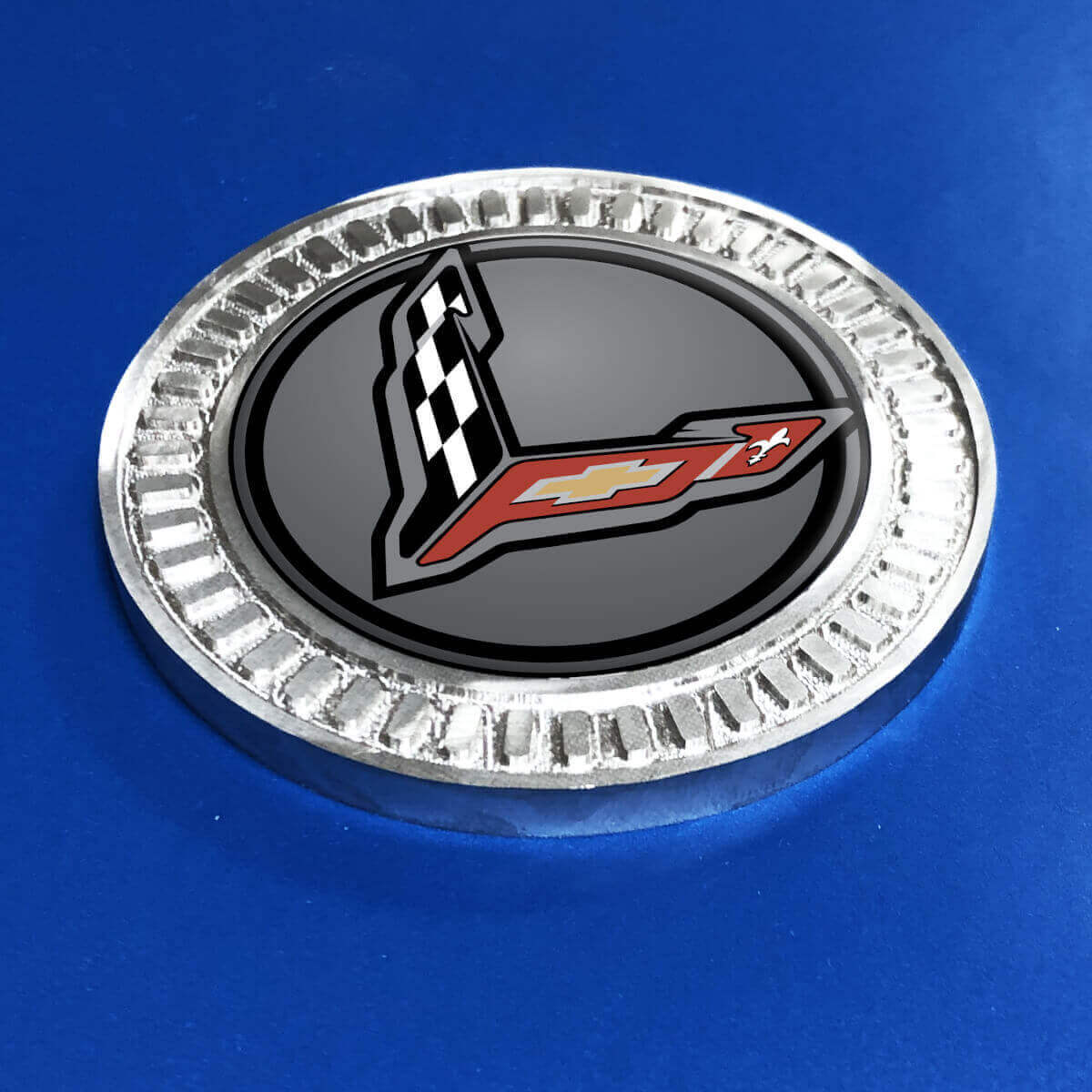 3D Badge Gray Stingray Chevrolet Corvette Metal Aluminium Emblem
