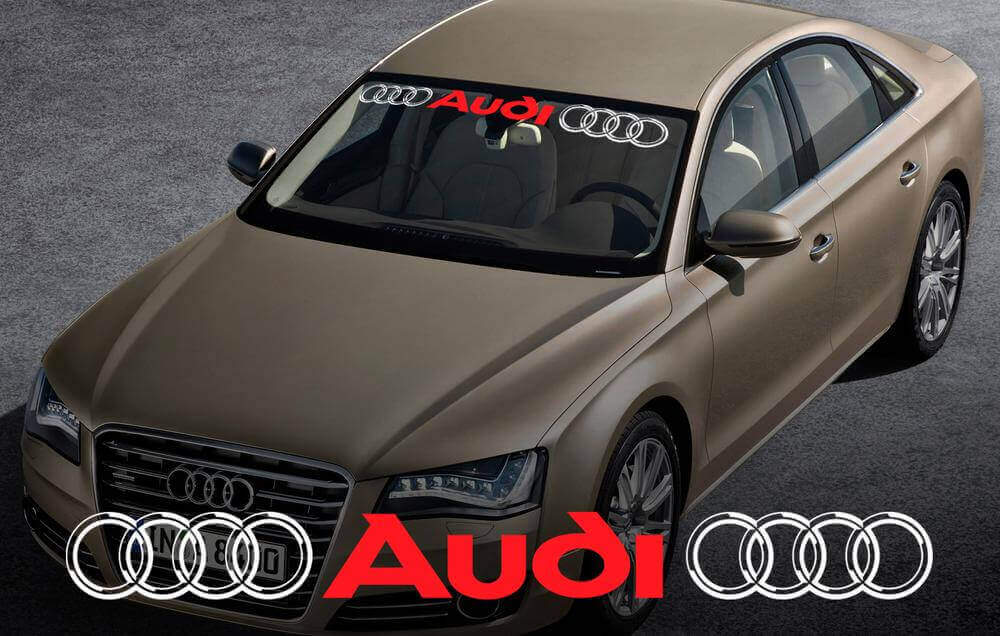 Audi met Ringen Voorruitbanner Vinylsticker voor Audi Voertuigen