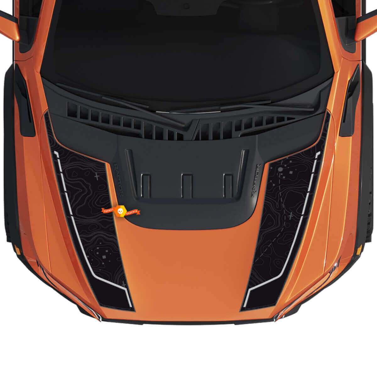 Hood Graphics Topografische kaart geschikt voor Gen3 Musclecar truck power truck Vinyl Sticker Decal kit strepen
