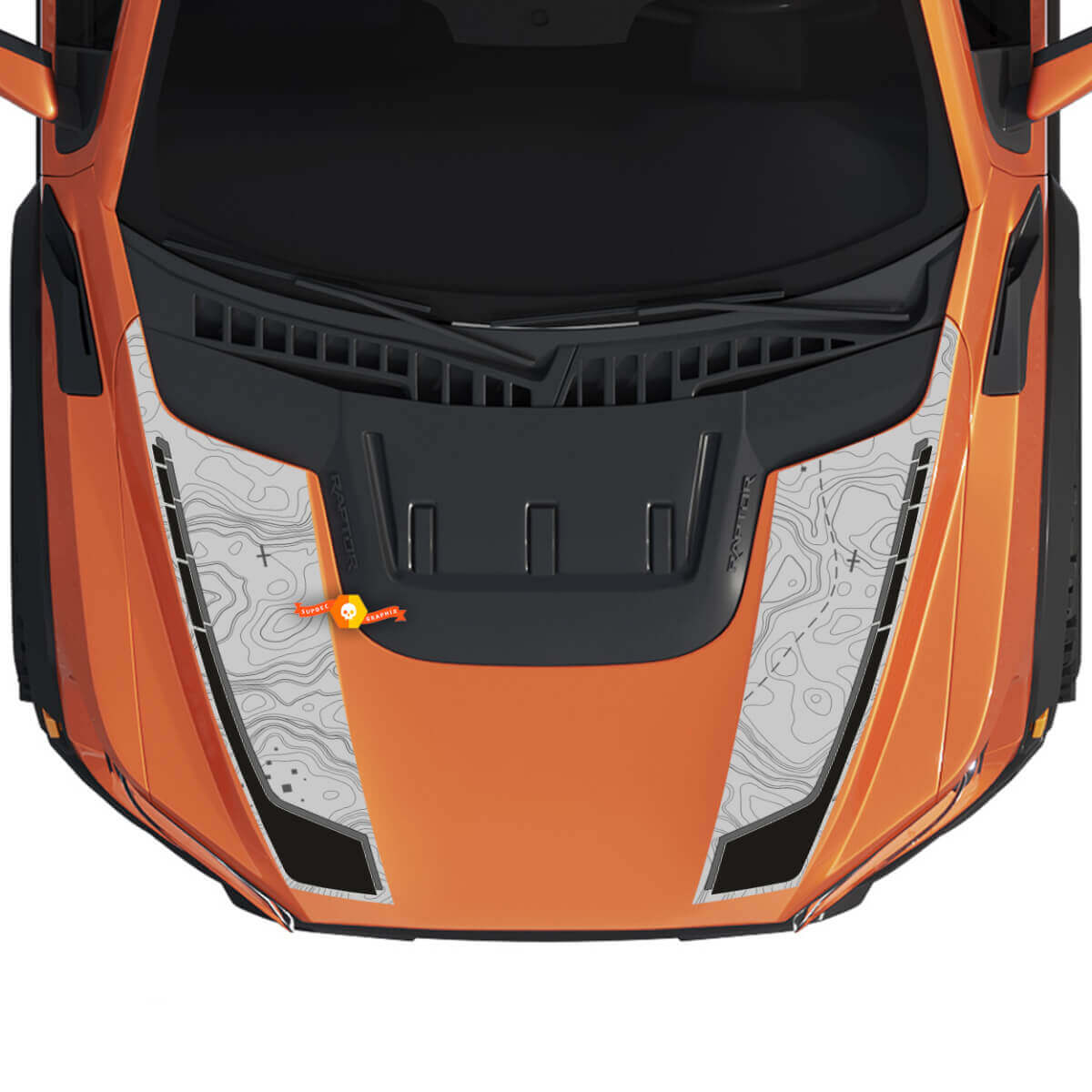 Hood grafische topografische kaart geschikt voor gen3 Ford F150 Raptor Vinyl Sticker Decal Kit Strikken 2
