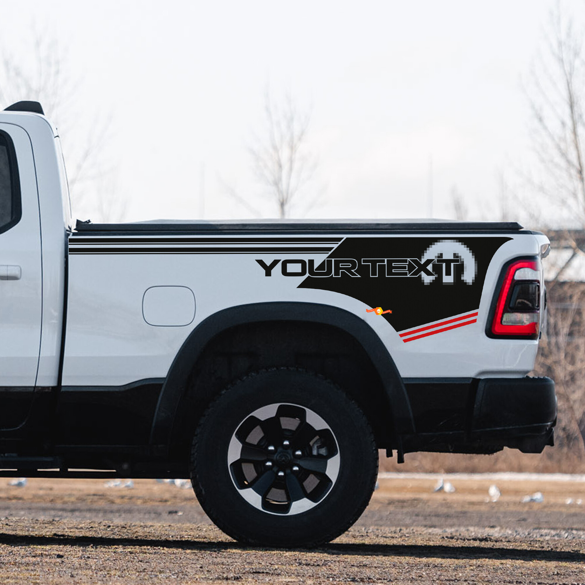 Aangepaste belettering Mopar-stijl vinyl decal sticker voor Dodge Ram 1500 zijpaneel