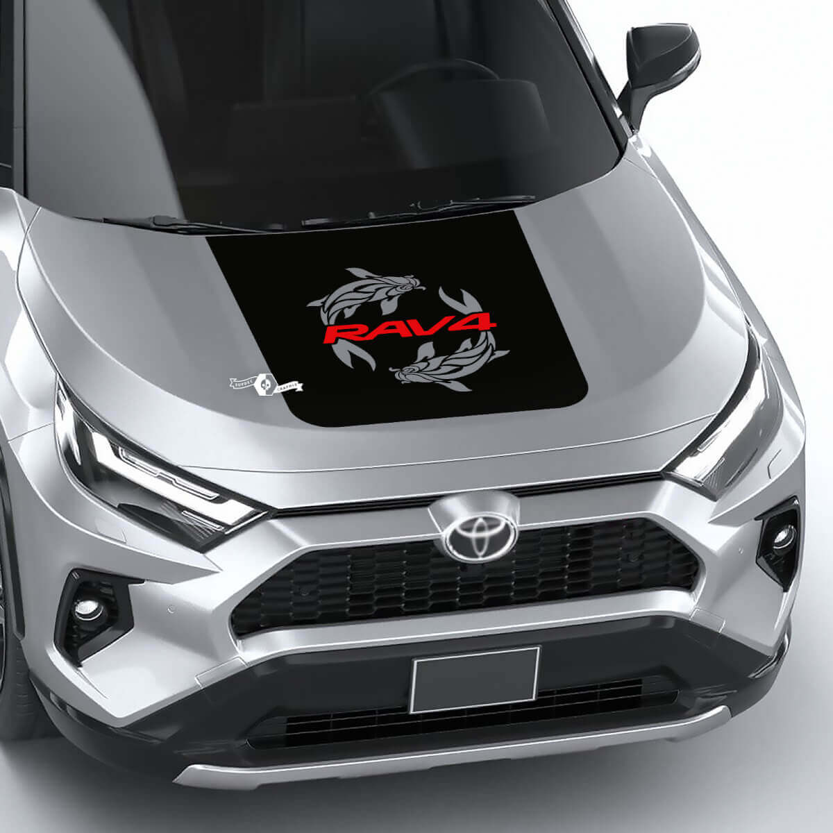 Twee Carps en Rav4 Logo Motorkap Vinyl Decal Sticker voor Toyota RAV4