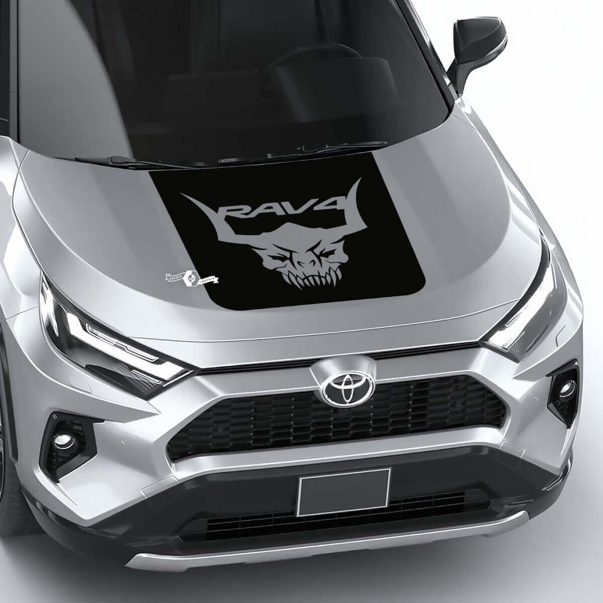 Hoornige Schedel Motorkap Vinyl Decal Sticker voor Toyota RAV4