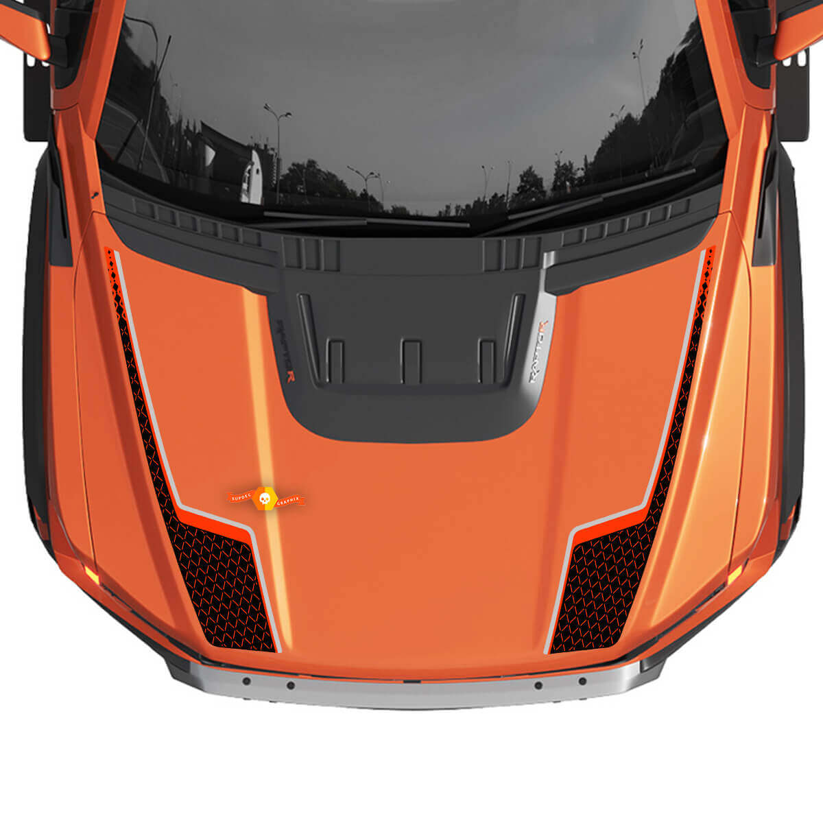 Hood Graphics geschikt voor Gen3 Ford F150 Raptor Vinyl Sticker Decal kit strepen

