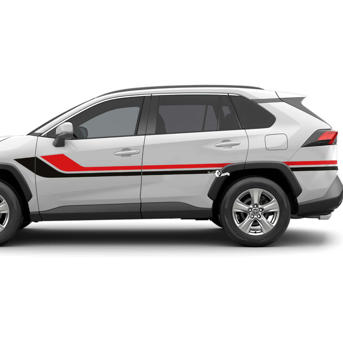 Zijkant Twee gekleurde strepen Grafische vinylsticker Grafische sticker geschikt voor Toyota RAV4
