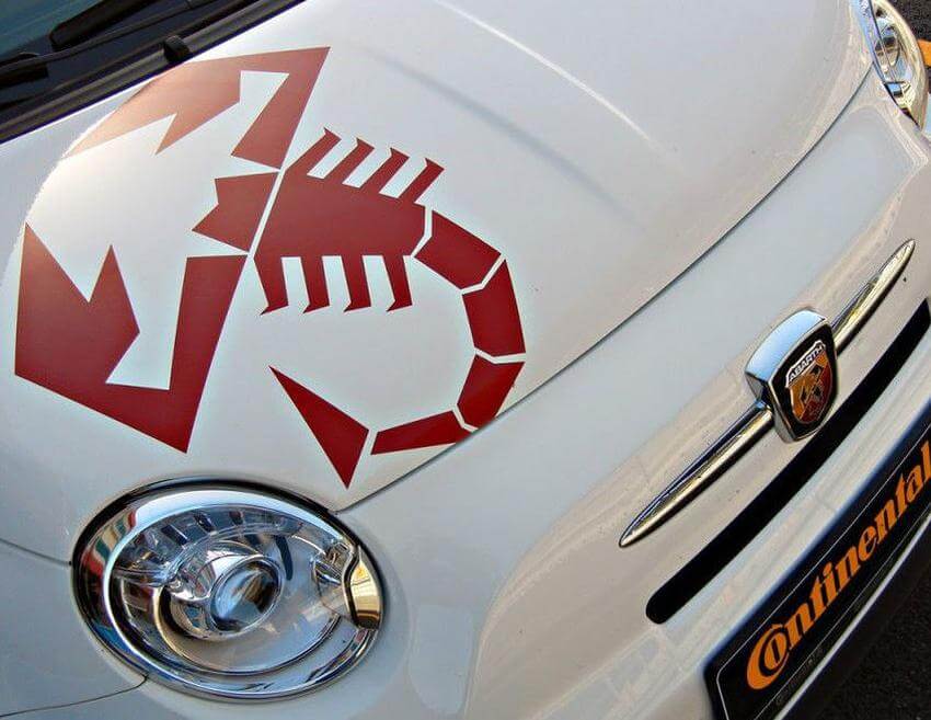 Scorpion Motorkap Vinyl Sticker Set voor Fiat 500 Abarth