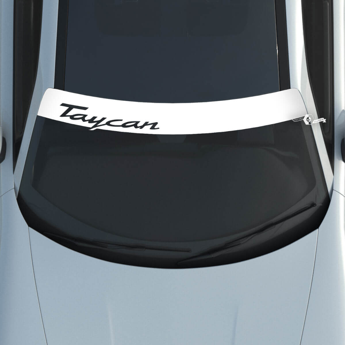 Porsche Taycan Logo Voorruit met Achtergrondstrepen Kit Decal Sticker
