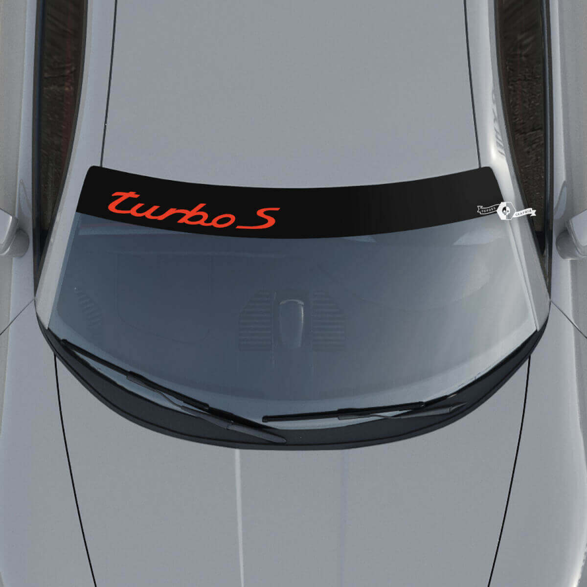Turbo S-logo vindschermafbeelding met achtergrondstrepen kit decal sticker voor Porsche Turbo S