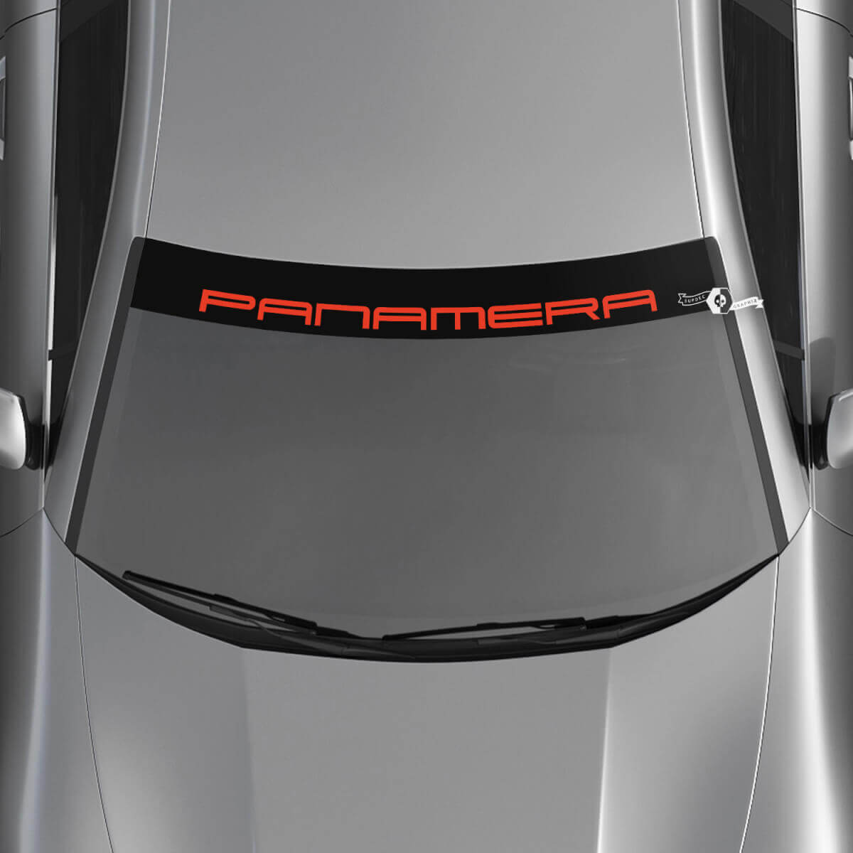 Porsche Panamera Logo voorruit met achtergrondstrepen Kit stickersticker
