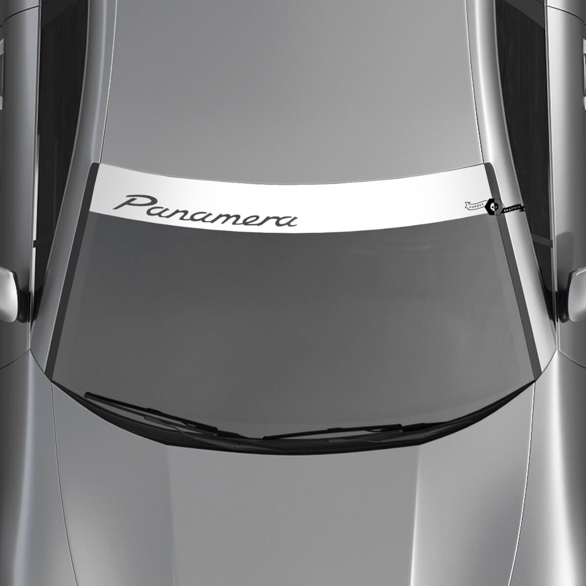 Porsche Panamera Logo voorruit met achtergrondstrepen Kit stickersticker 2
