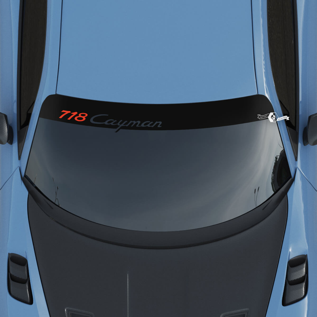 Porsche Turbo GT-logo voorruit met achtergrondstrepen Kit stickersticker
