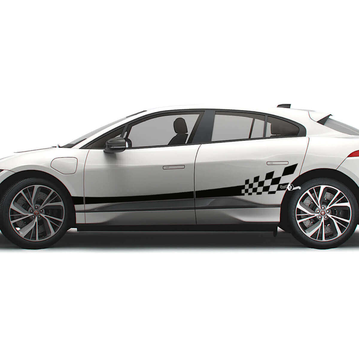 Vlagzijde Geruite Grafische Deur Decal Strip Sticker Voor Jaguar I Pace