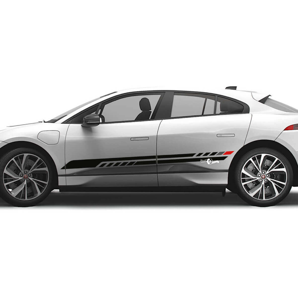 Jaguar I Pace Side 2 kleuren moderne strepen Grafische deuren sticker Logo lijnen sticker

