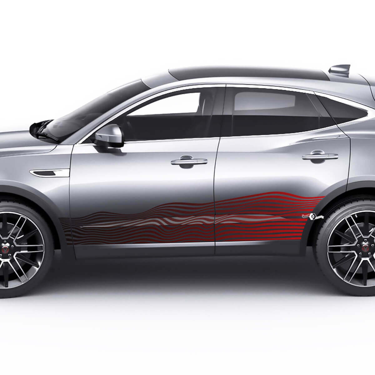 Paar Jaguar E-Pace Wave zijdeuren Logo Streep Kleurverloop Grafische sticker Logosticker
