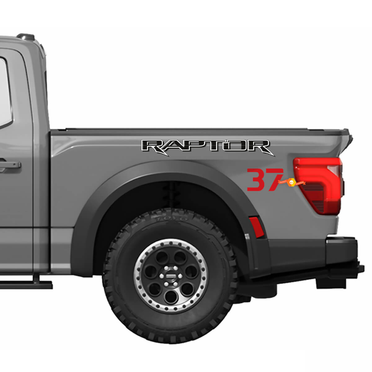Grafische afbeeldingen aan de zijkant van het bed, geschikt voor de strepen van de Ford F150 Raptor 37 vinylstickerstickerset
