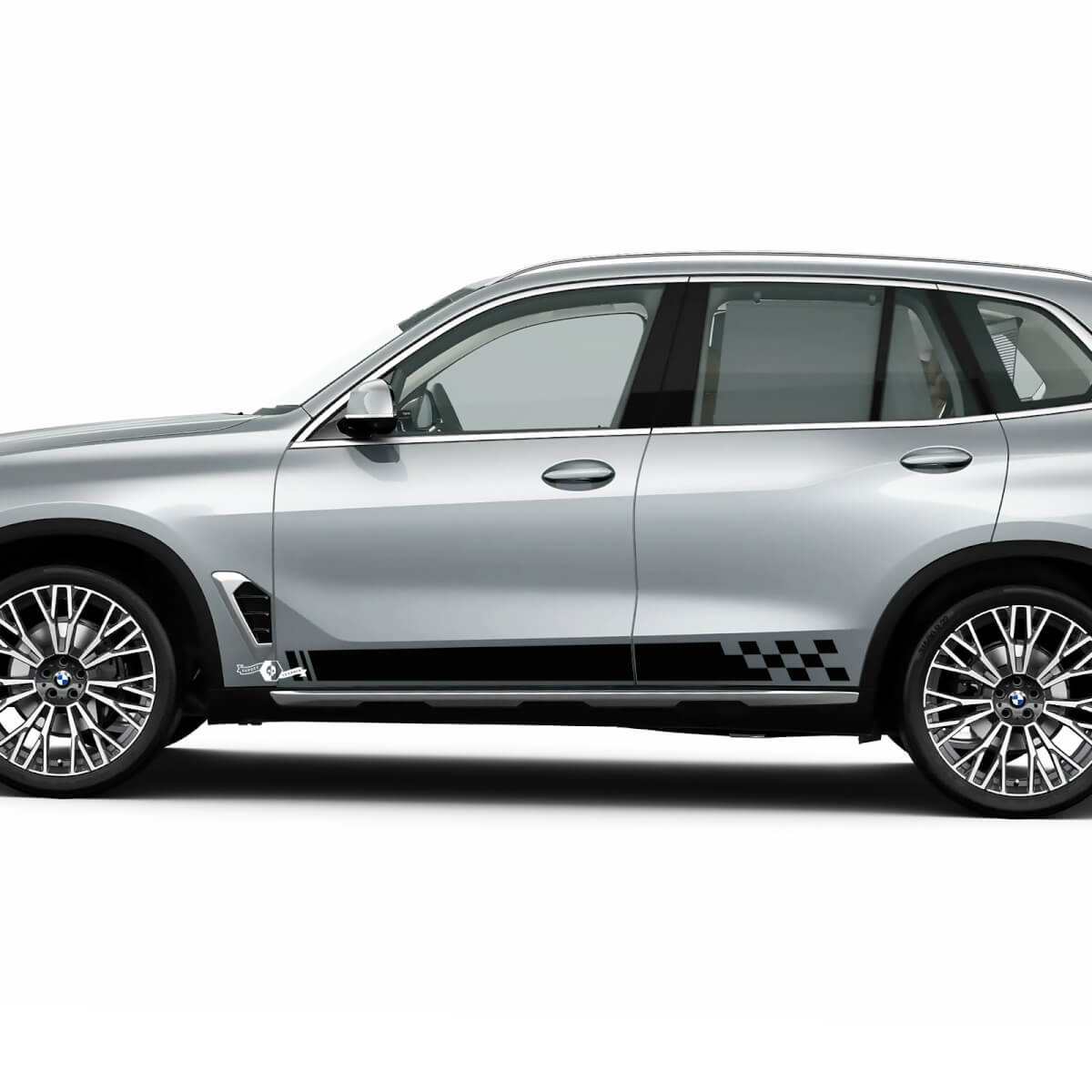 Geruite strepen voor BMW X5 G05 zijdeuren vinyl sticker

