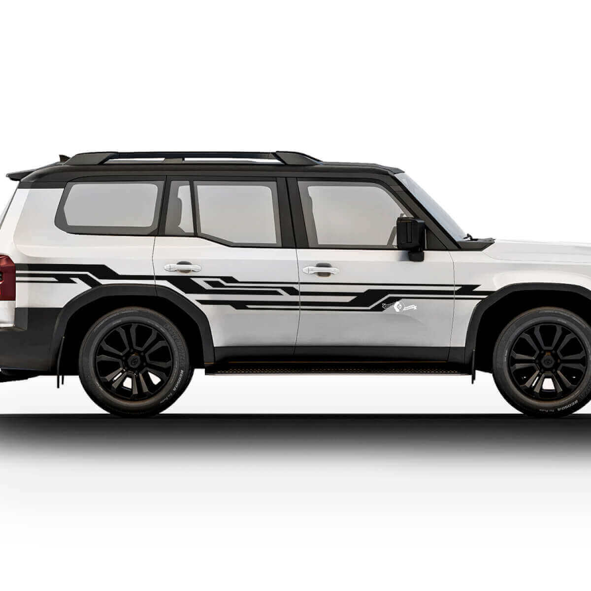 Abstract zijdeurstrip decalset voor 2024 Toyota Land Cruiser Prado