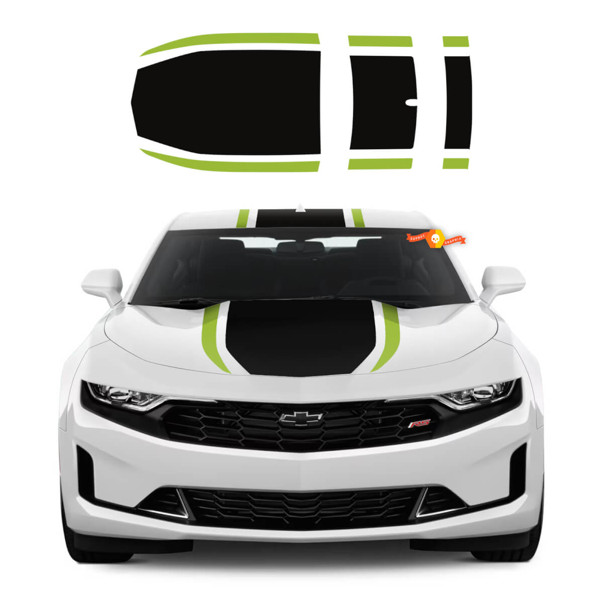 Kit voor Chevy Camaro 2019 2022 Vinyl Decals Center Hood Dak Racing Rally Racing Strepen Decals Stickers 2 Kleuren
