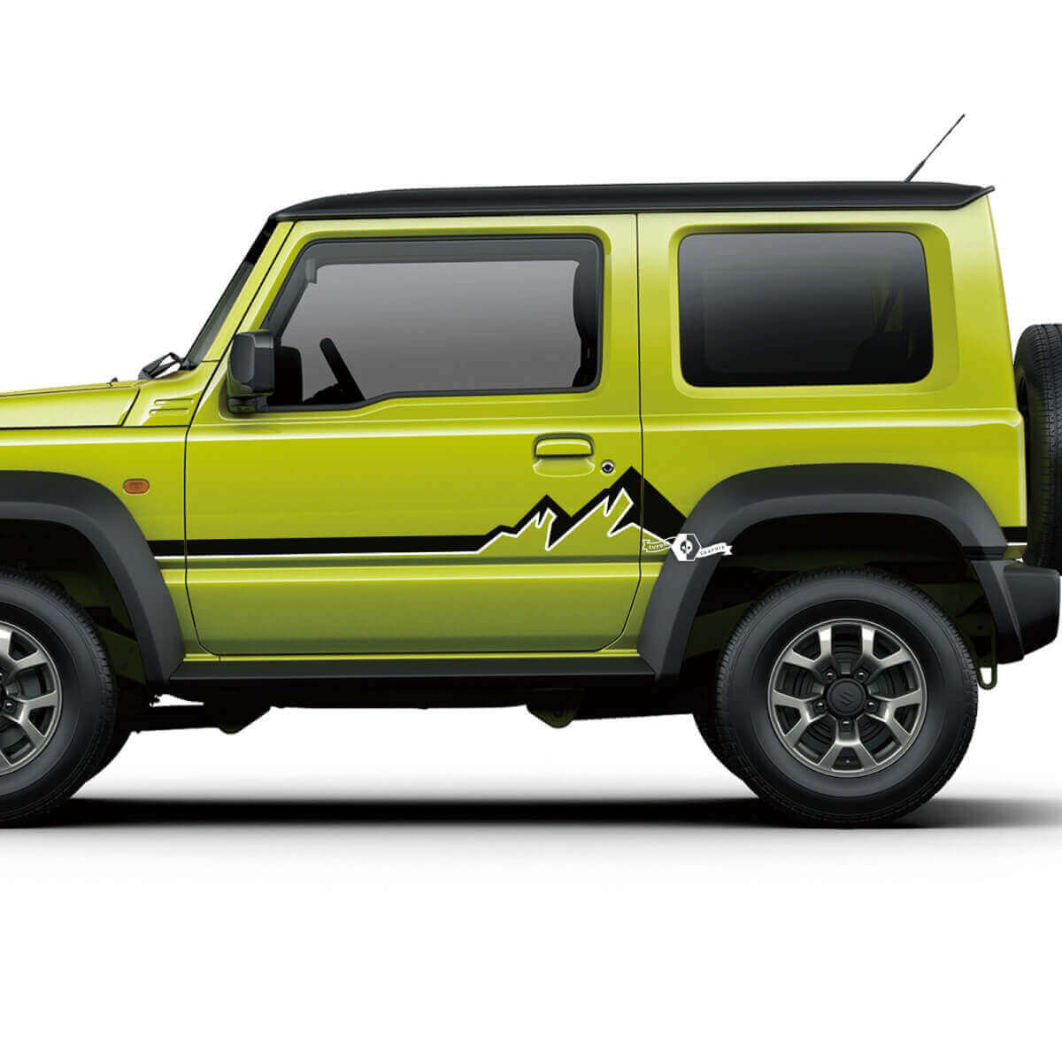 Combineer Suzuki Jimny Side Deuren Mountain Graphics Decal Lines Sticker 2 Colors
