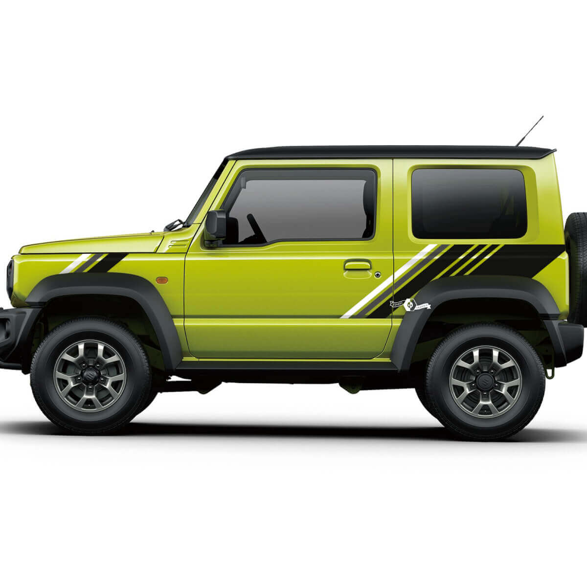 Paar Suzuki JIMNY zijdeuren zijspattend spatbord grafische sticker lijnen sticker 3 kleuren
